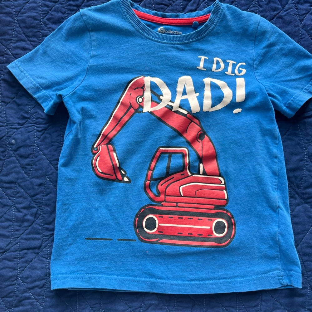 Collection B 4T Blue T-Shirt with Red Digger “I dig Dad”